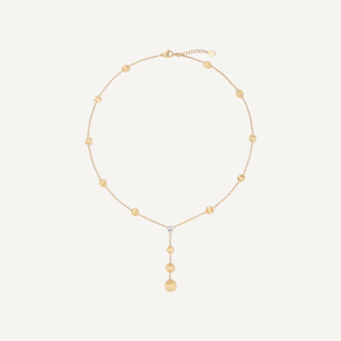 18K Yellow Gold Lariat Necklace With Diamonds