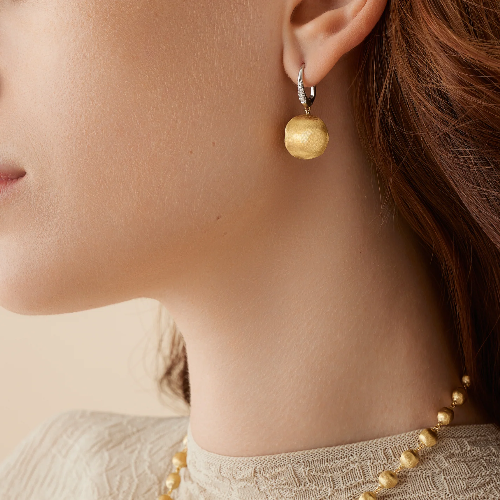 Marco Bicego Africa 18K Yellow Gold Pendant Earrings With Diamond Clip