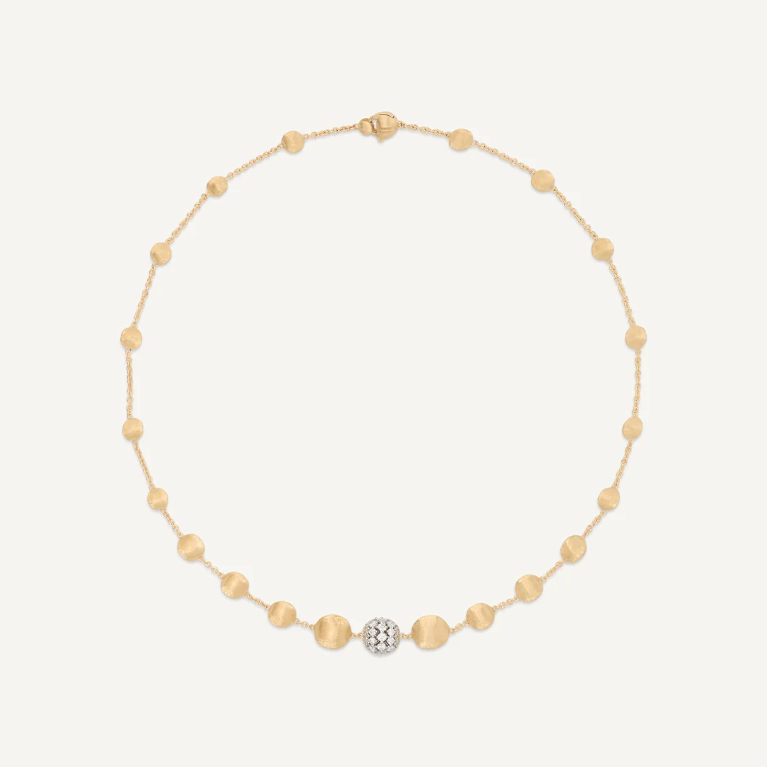 Marco Bicego Africa 18k Gold Diamond Boule Necklace