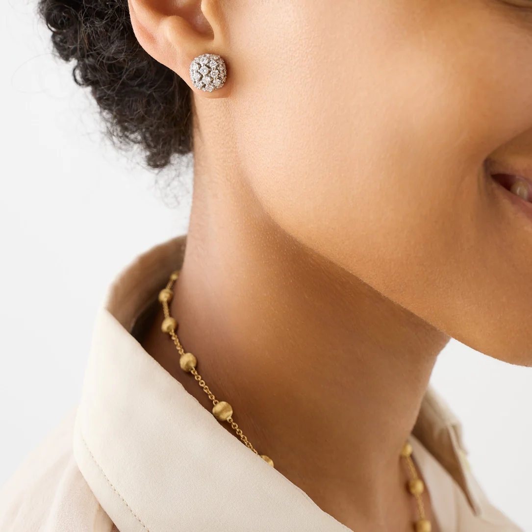 Marco Bicego Africa 18k Gold Diamond Stud Earrings OB1935 B2