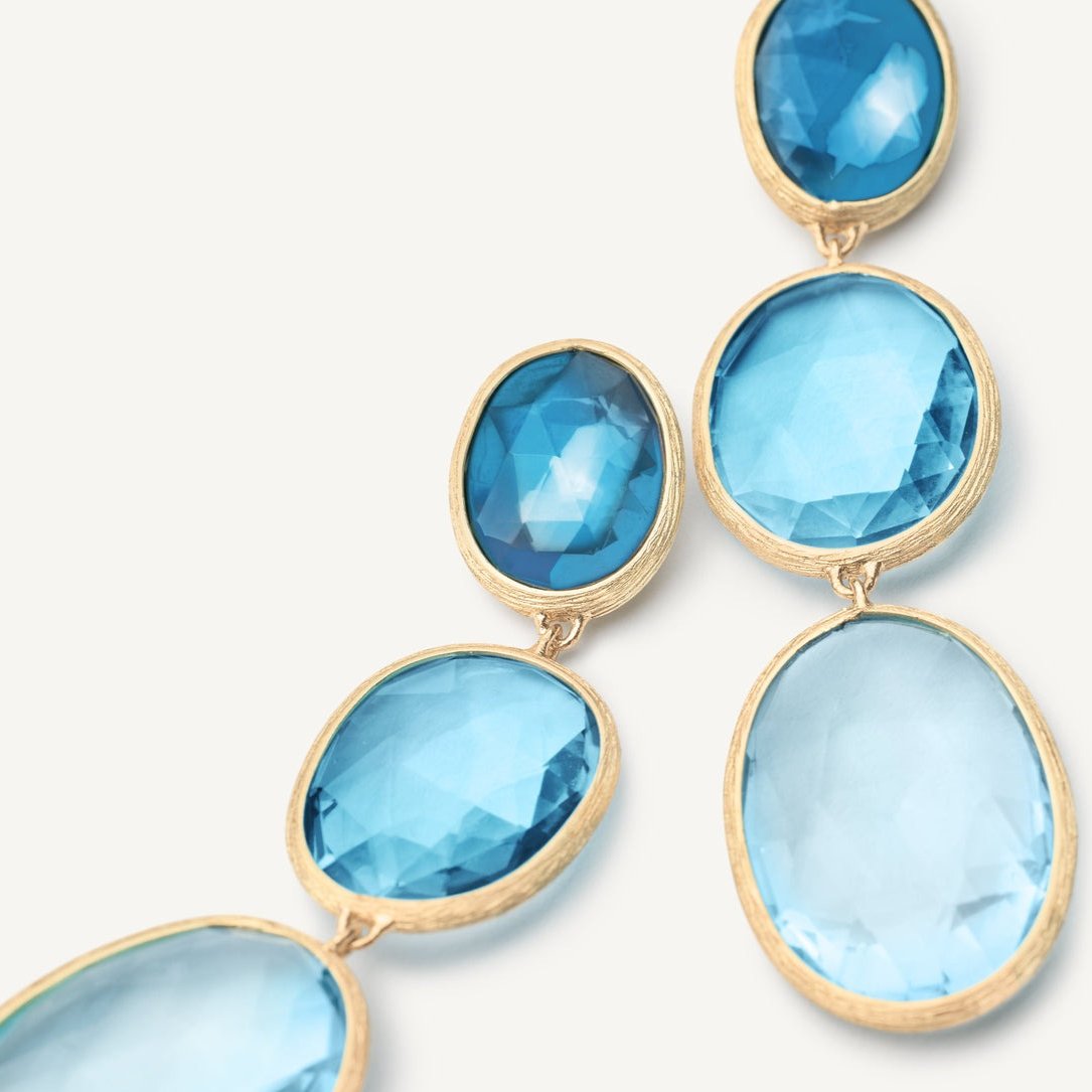 18K Yellow Gold Three-Stone Topaz Earrings