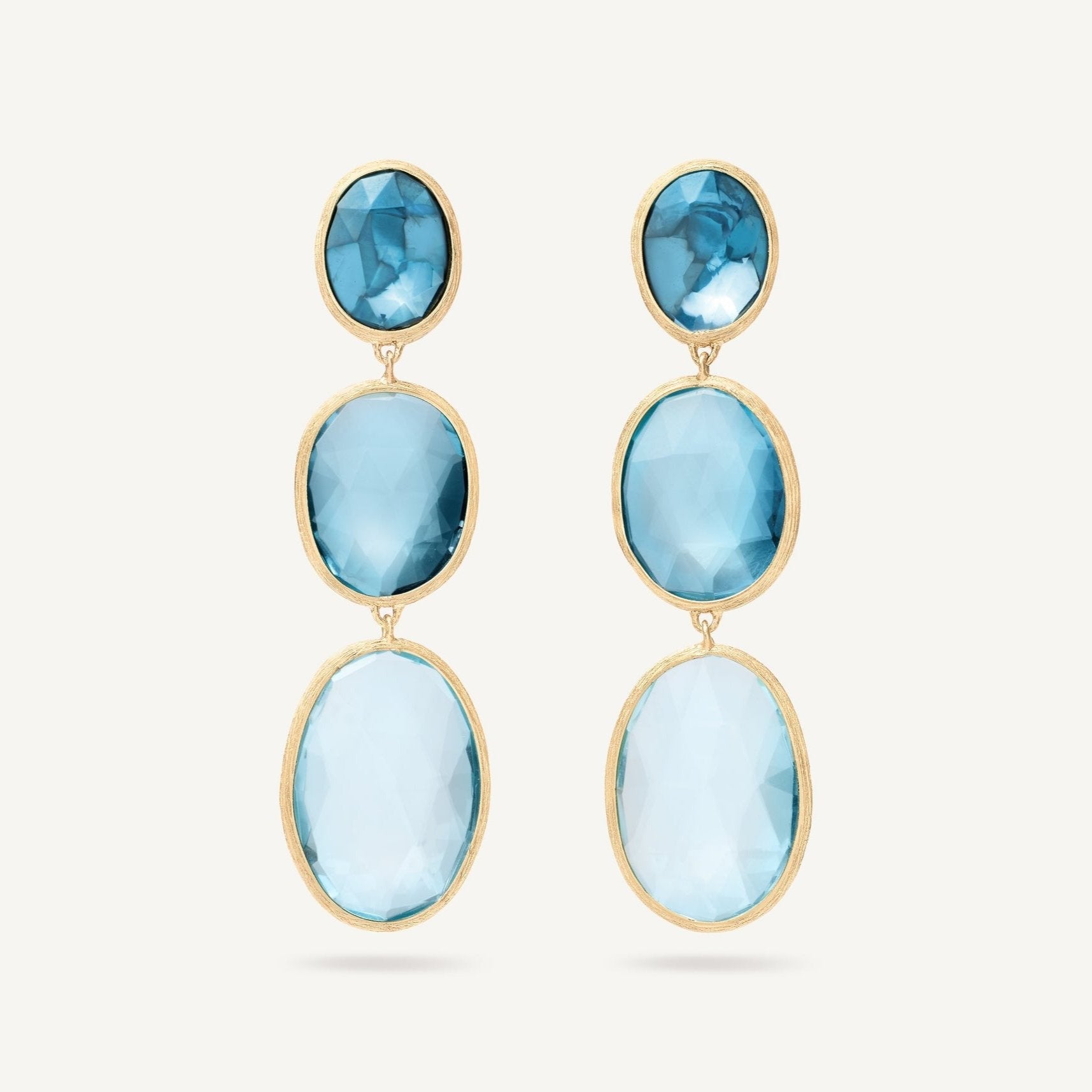 18K Yellow Gold Three-Stone Topaz Earrings