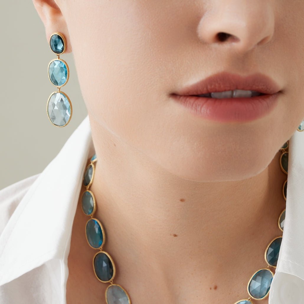 18K Yellow Gold Three-Stone Topaz Earrings
OB1869 TP01 Y