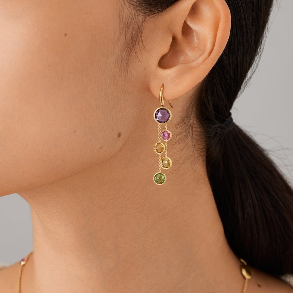 Marco Bicego Jaipur 18k Gemstone Drop Earrings French Hook