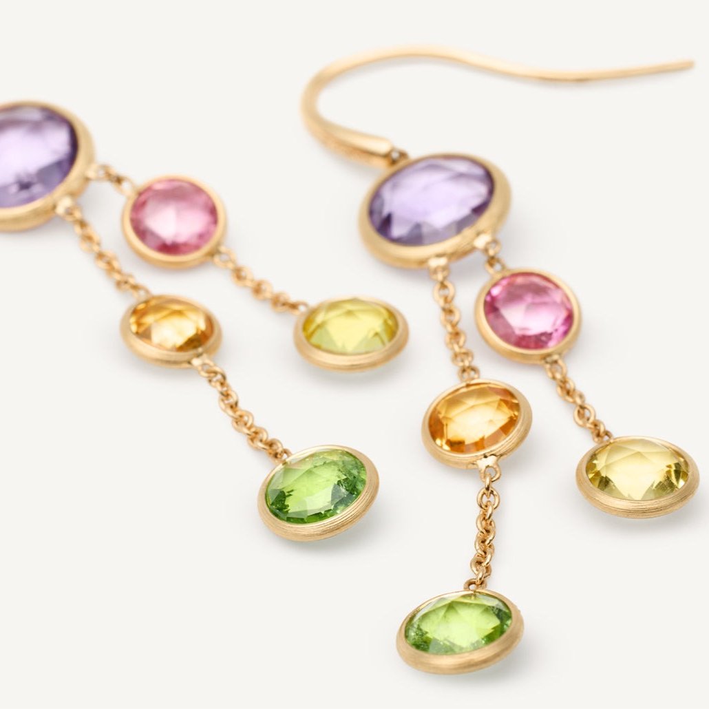 Marco Bicego Jaipur 18k Gemstone Drop Earrings French Hook
