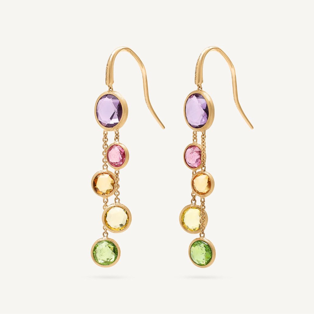 Marco Bicego Jaipur 18k Gemstone Drop Earrings French Hook