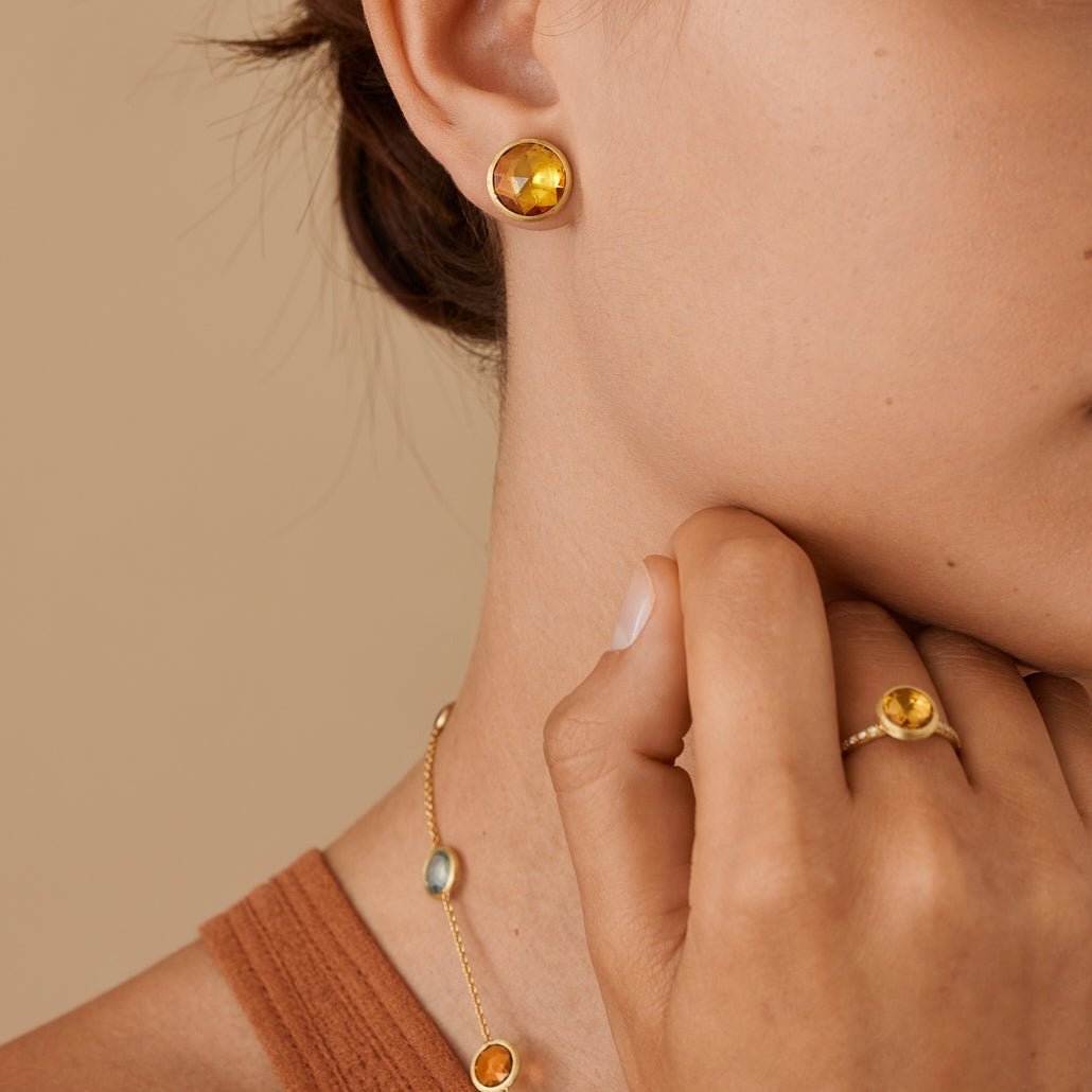 Marco Bicego Jaipur 18k Gold Citrine Quartz Earrings OB1739 QG01 Y