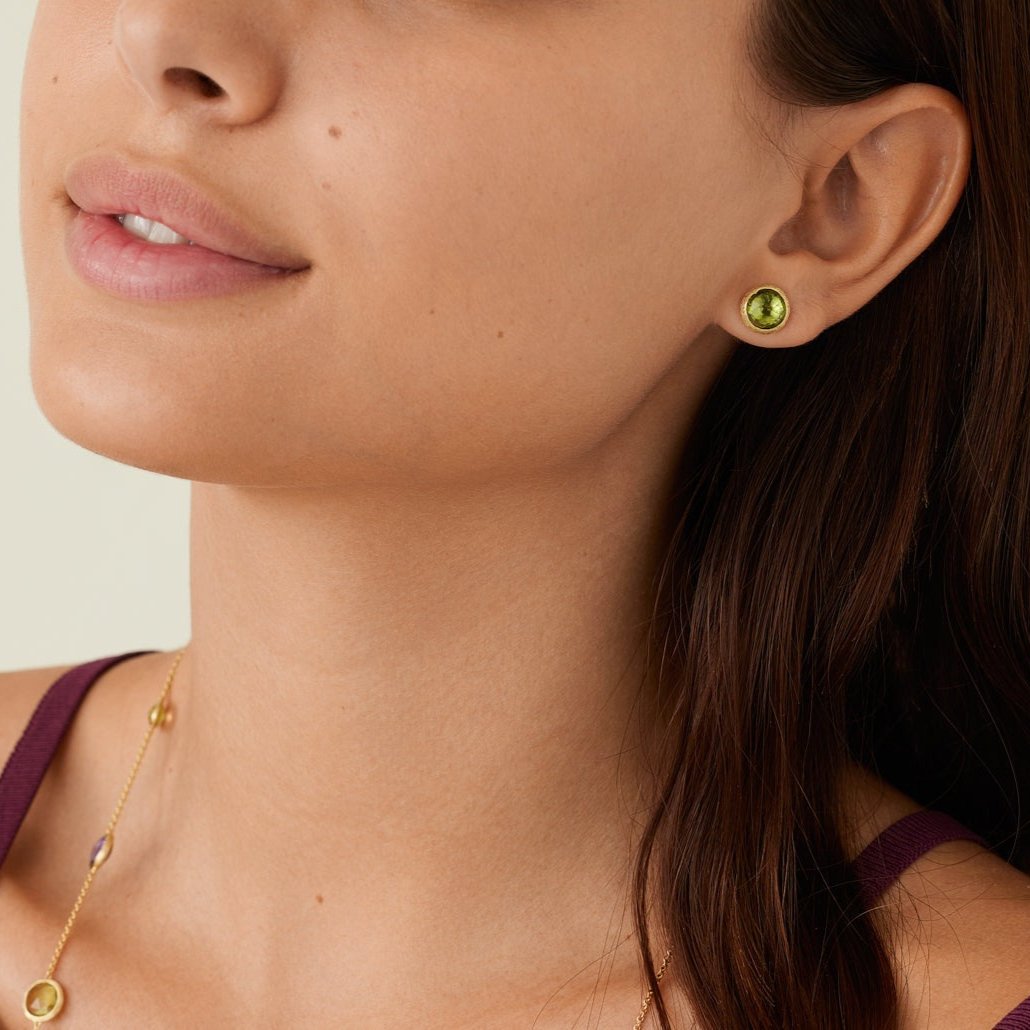 Marco Bicego Jaipur 18k Gold Green Peridot Stud Earrings OB957 PR01 Y orsini