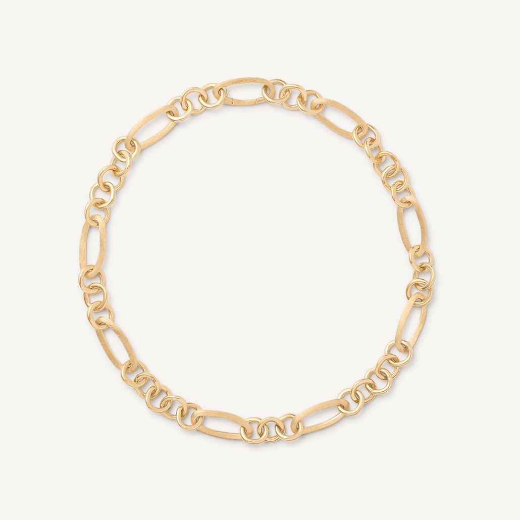 18kt yellow gold oval link necklace with polished gold links