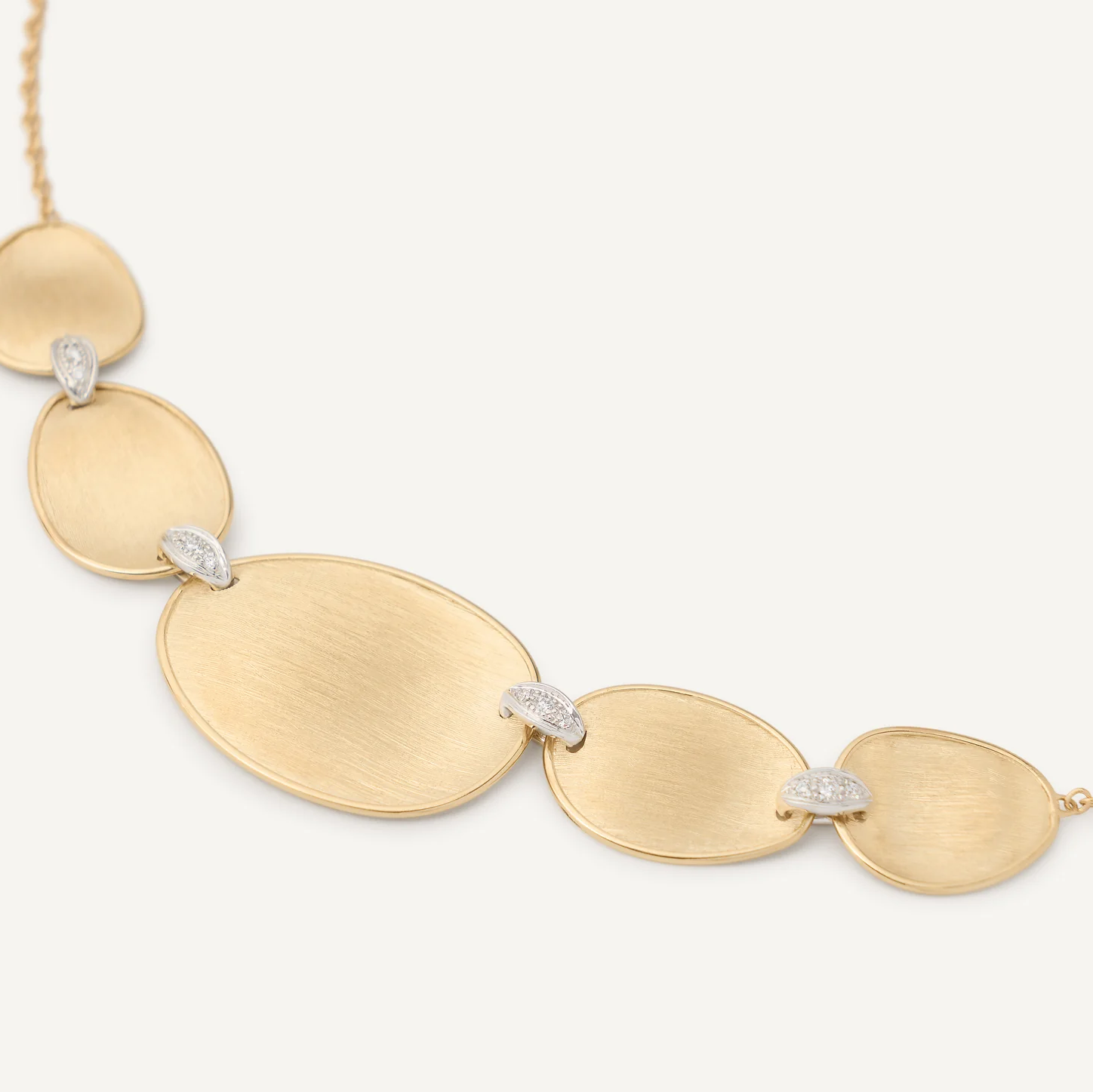 Marco Bicego Lunaria 18k Gold 5 Leaf Necklace with Diamond Detail Orsini