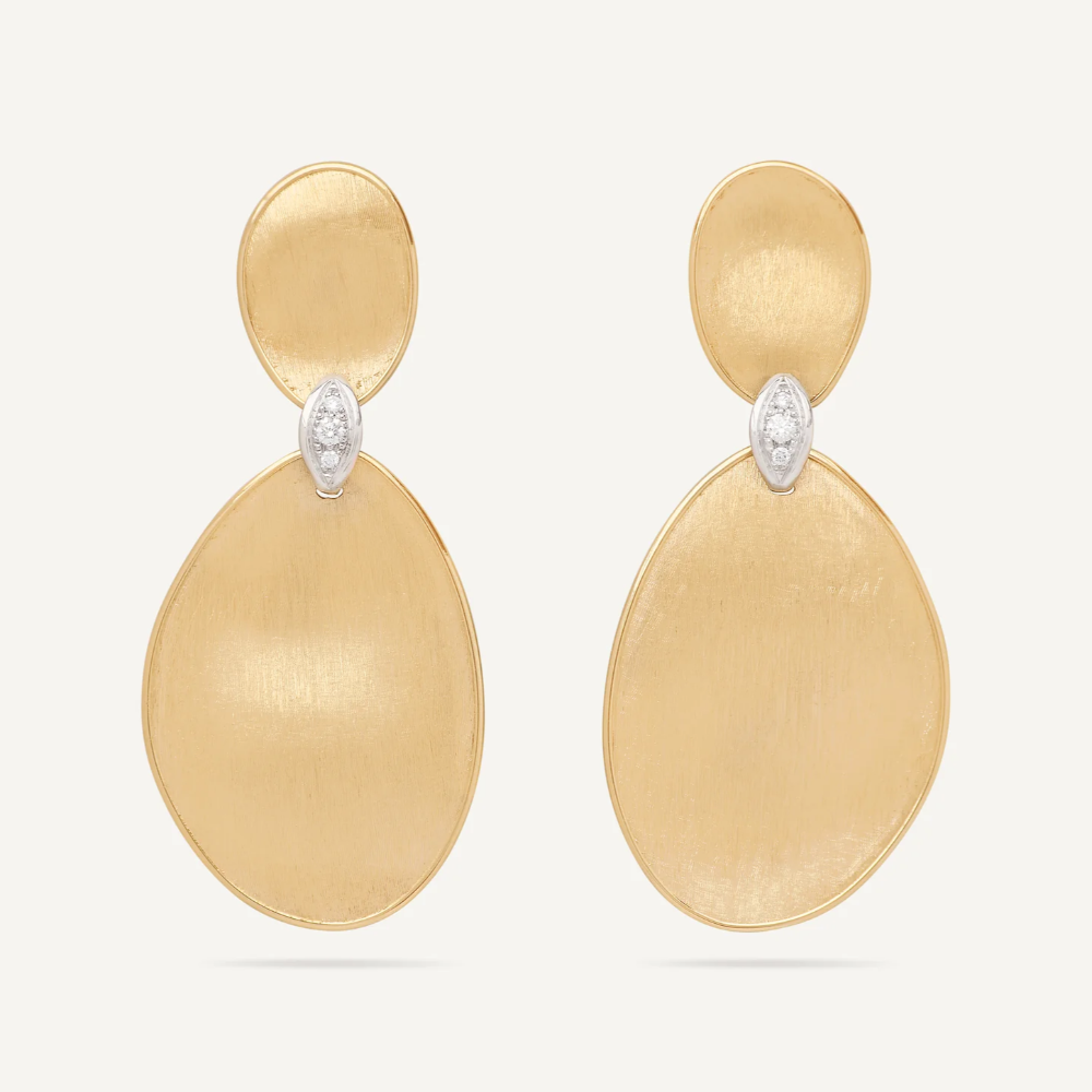 Marco Bicego Lunaria 2 Drop Earrings with Diamond Accents (Large)