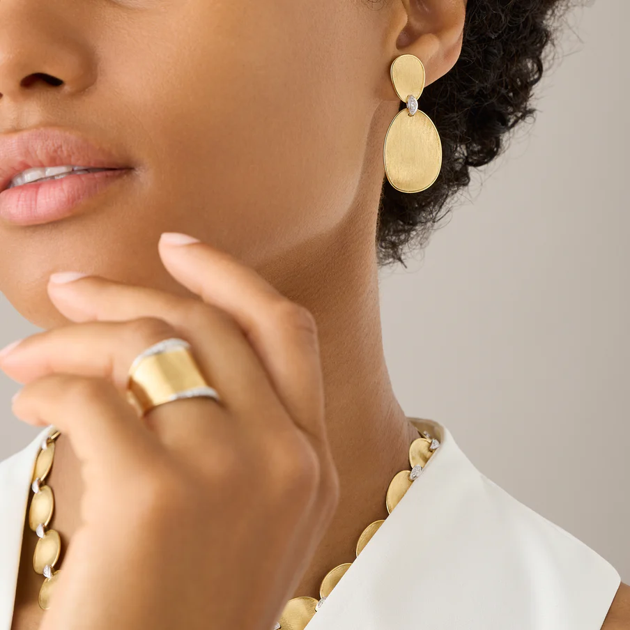 Marco Bicego Lunaria 2 Drop Earrings with Diamond Accents (Medium) at Orsini