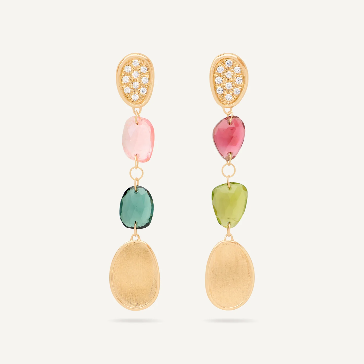 Marco Bicego Lunaria Colour 18K Yellow Gold Gemstone Drop Earrings with Diamonds