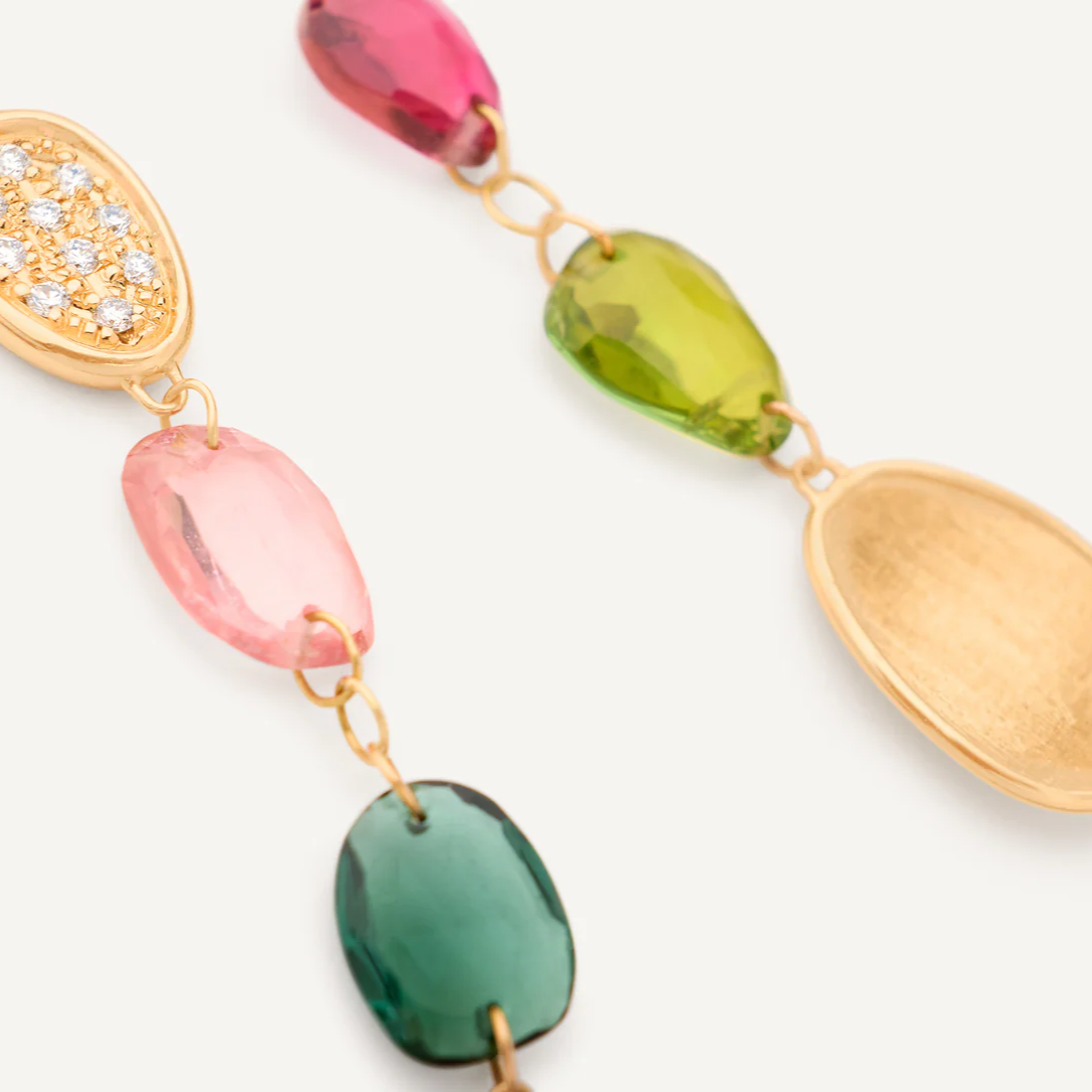 Marco Bicego Lunaria Colour 18K Yellow Gold Gemstone Drop Earrings with Diamonds