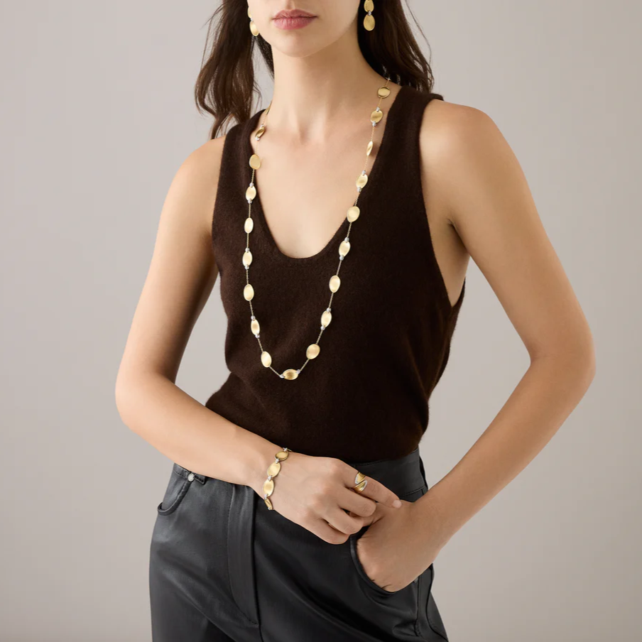 Marco Bicego Lunaria Gold Necklace with Diamonds (Long) Orsini