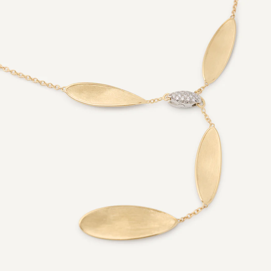 Marco Bicego Lunaria Twist Lariat Necklace 18k Gold with Diamonds CB2898_B_YW Orsini