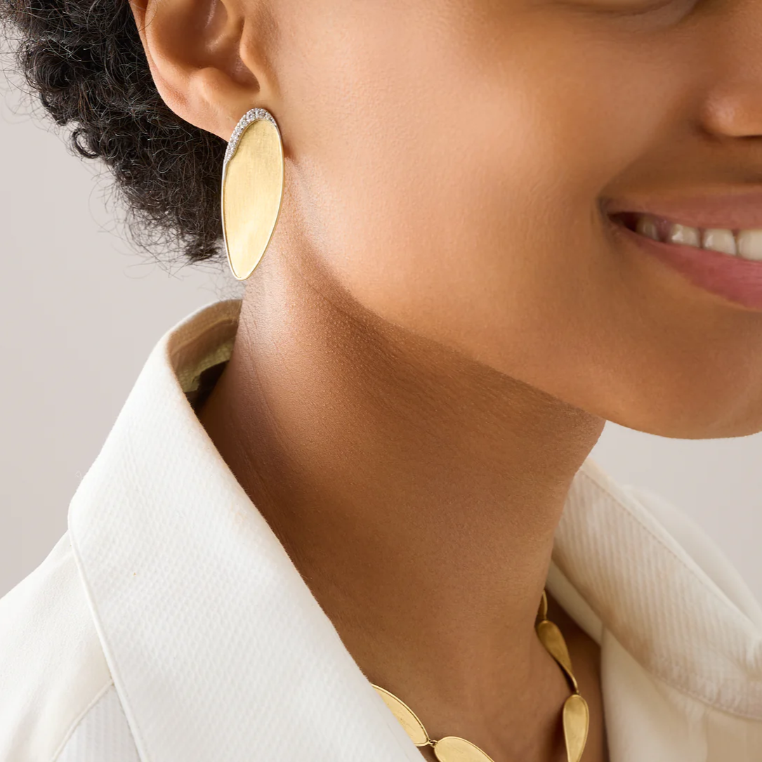 Marco Bicego Lunaria Twist Statement Earrings with Diamond Detail