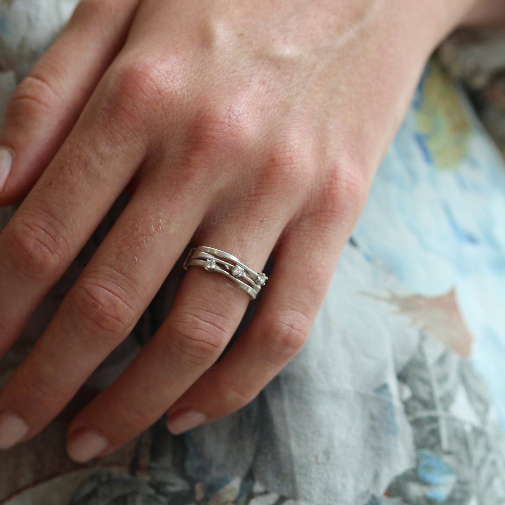 Marco Bicego Marrakech 18k Gold Diamond Ring 3 Strand mini AG272 B W