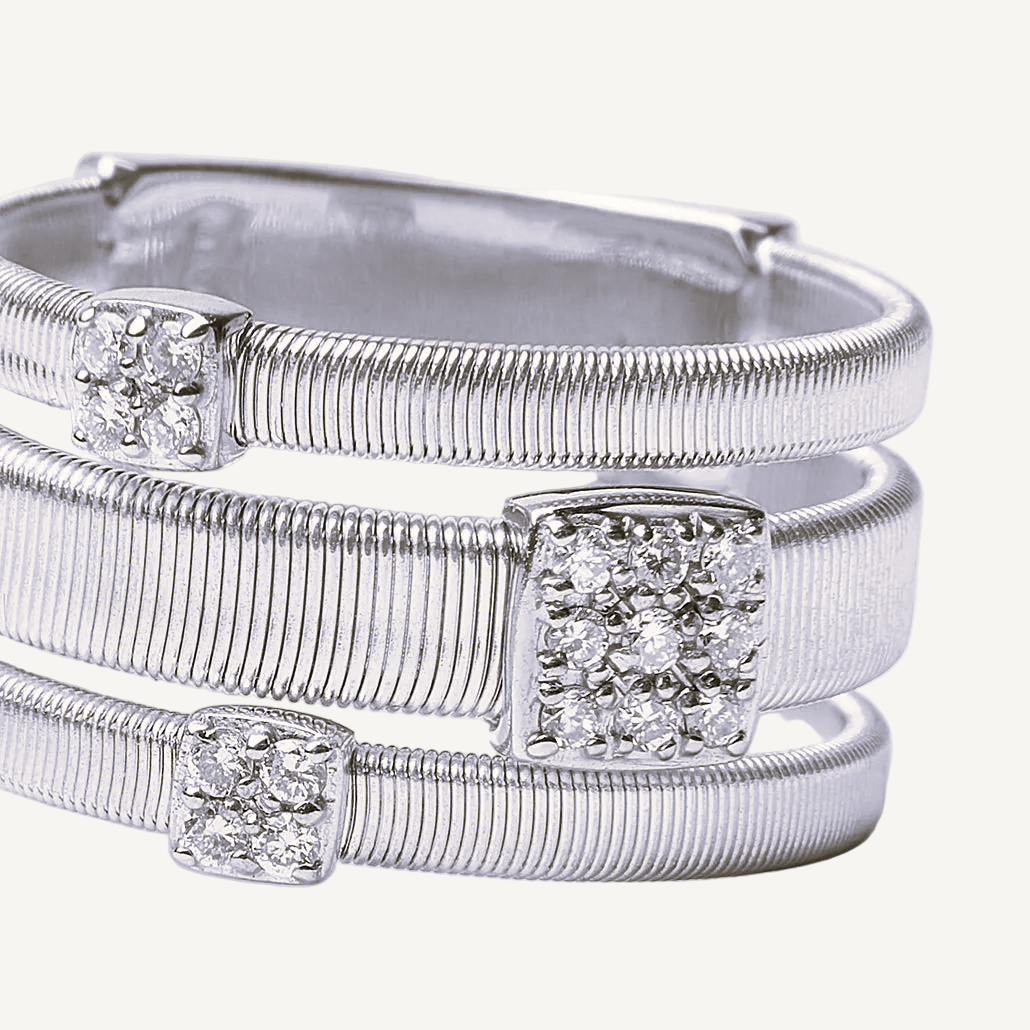 Marco Bicego Masai 18k Gold Pavè Diamond Ring Triple