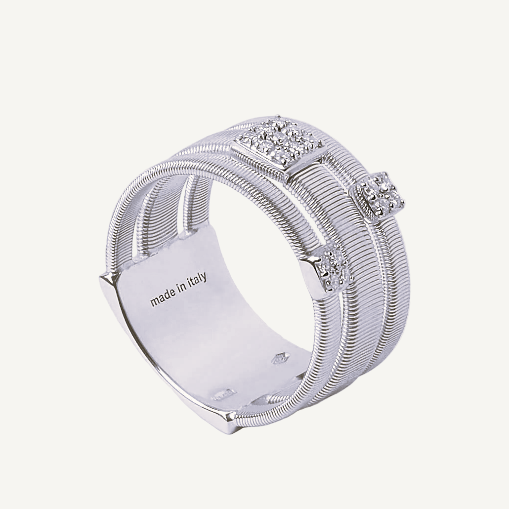 Marco Bicego Masai 18k Gold Pavè Diamond Ring Triple