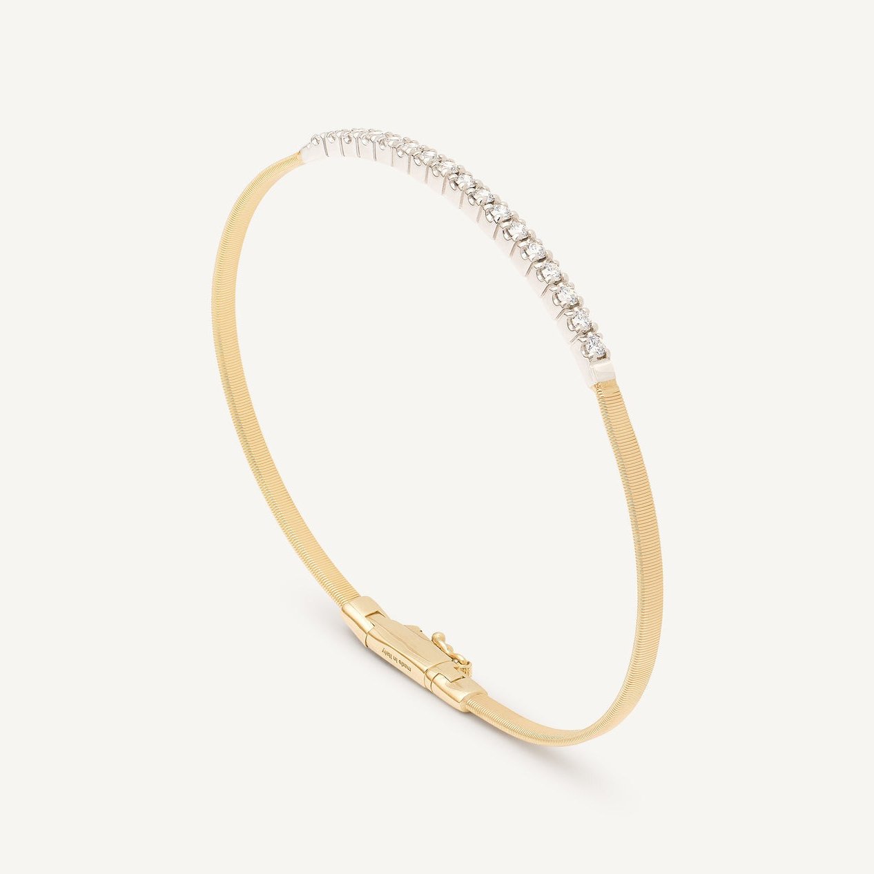 18K Yellow Gold Small Stackable Bracelet With Diamond Bar