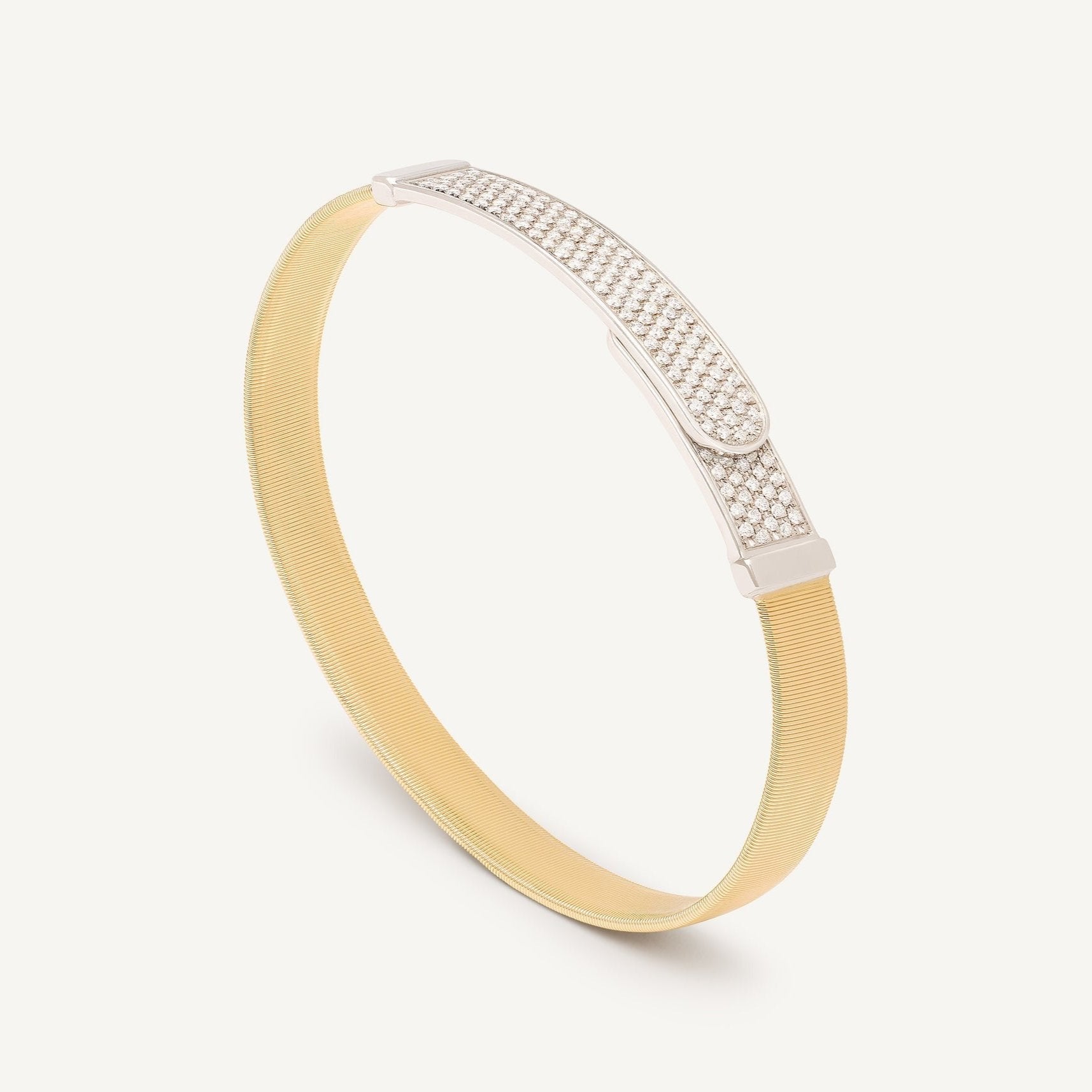 MASAI 18K Yellow Gold Coil and Diamond Pavé Large Bangle Bracelet