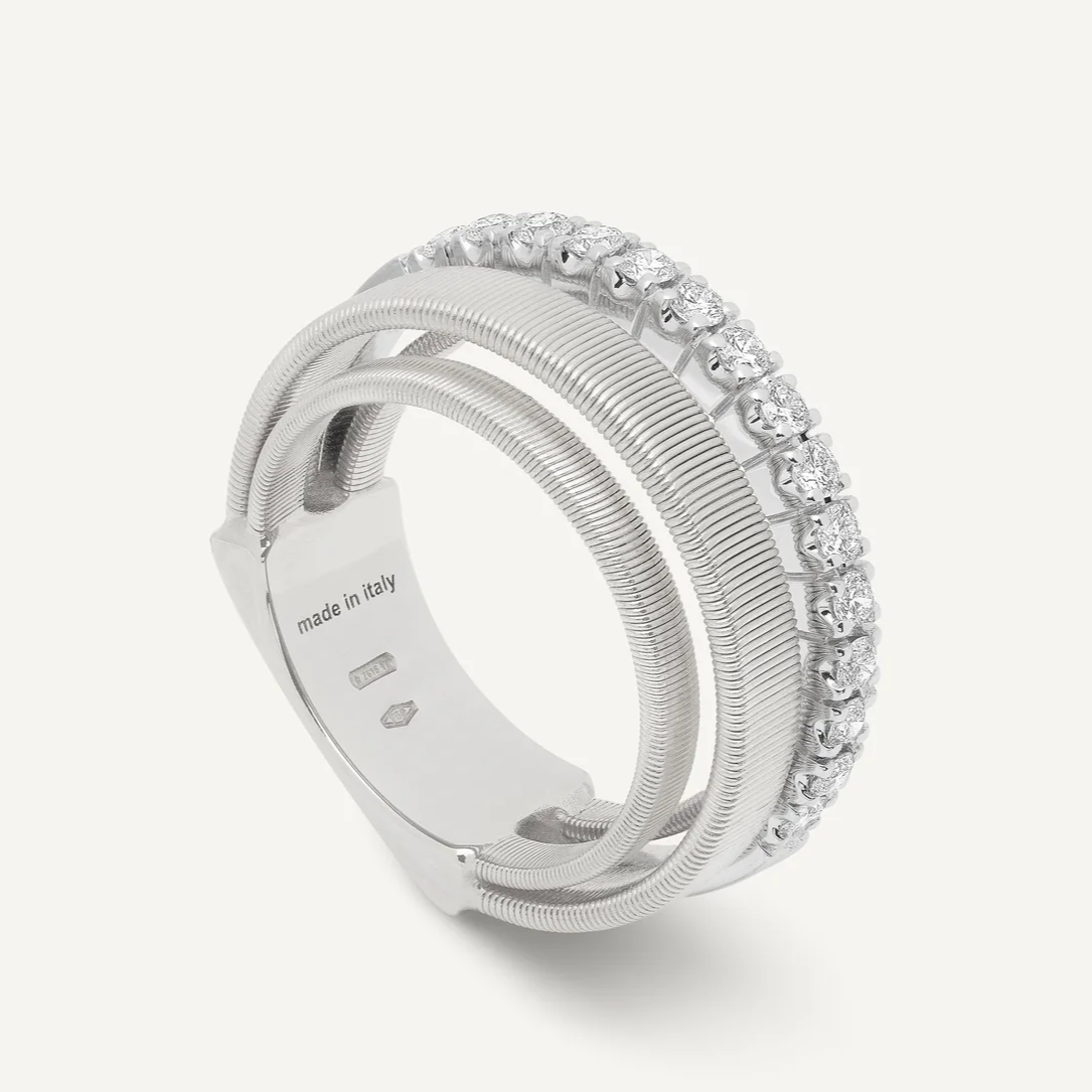 Marco Bicego Masai 4 Strand 18k White Gold Coil Pavè Diamond Ring