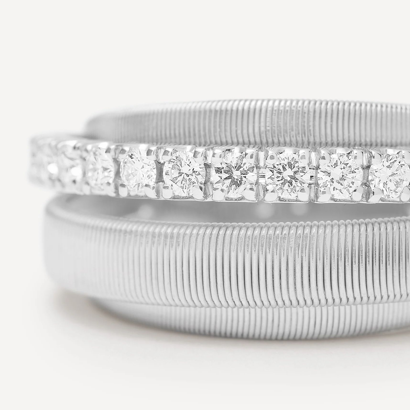 Marco Bicego Masai 4 Strand 18k White Gold Coil Pavè Diamond Ring