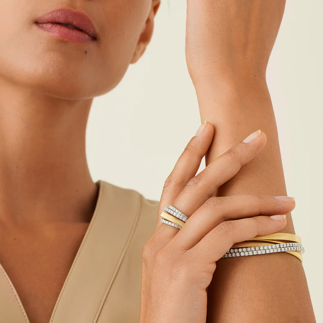 Marco Bicego Masai 4 Strand 18k Yellow Gold Coil 3 Pavè Band Diamond Ring