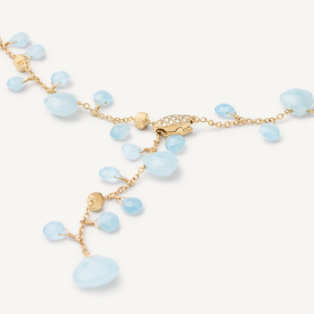 Marco Bicego Paradise 18K Yellow Gold Aquamarine Lariat Necklace - Orsini Jewellery