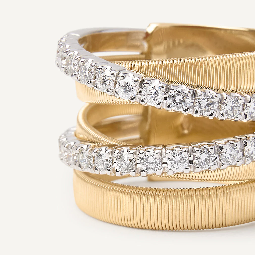 Masai double diamond large ring in yellow gold