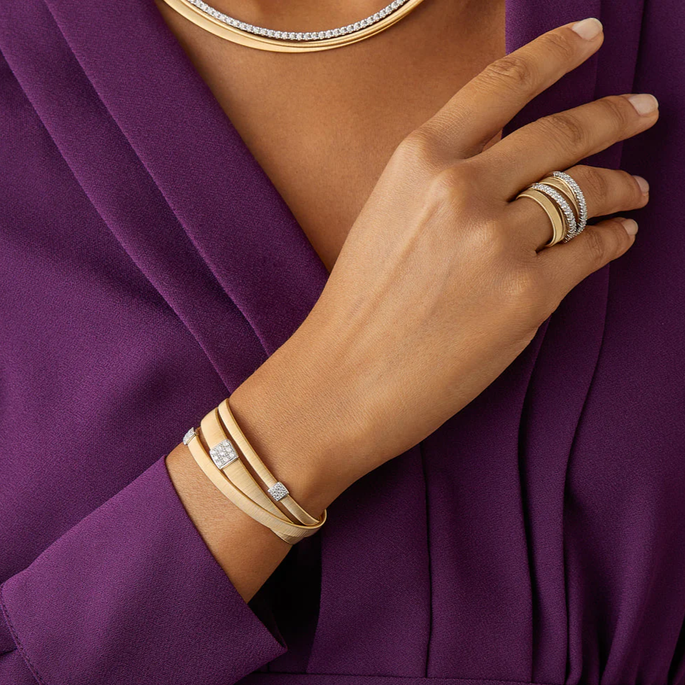 Masai double diamond large ring in yellow gold collection