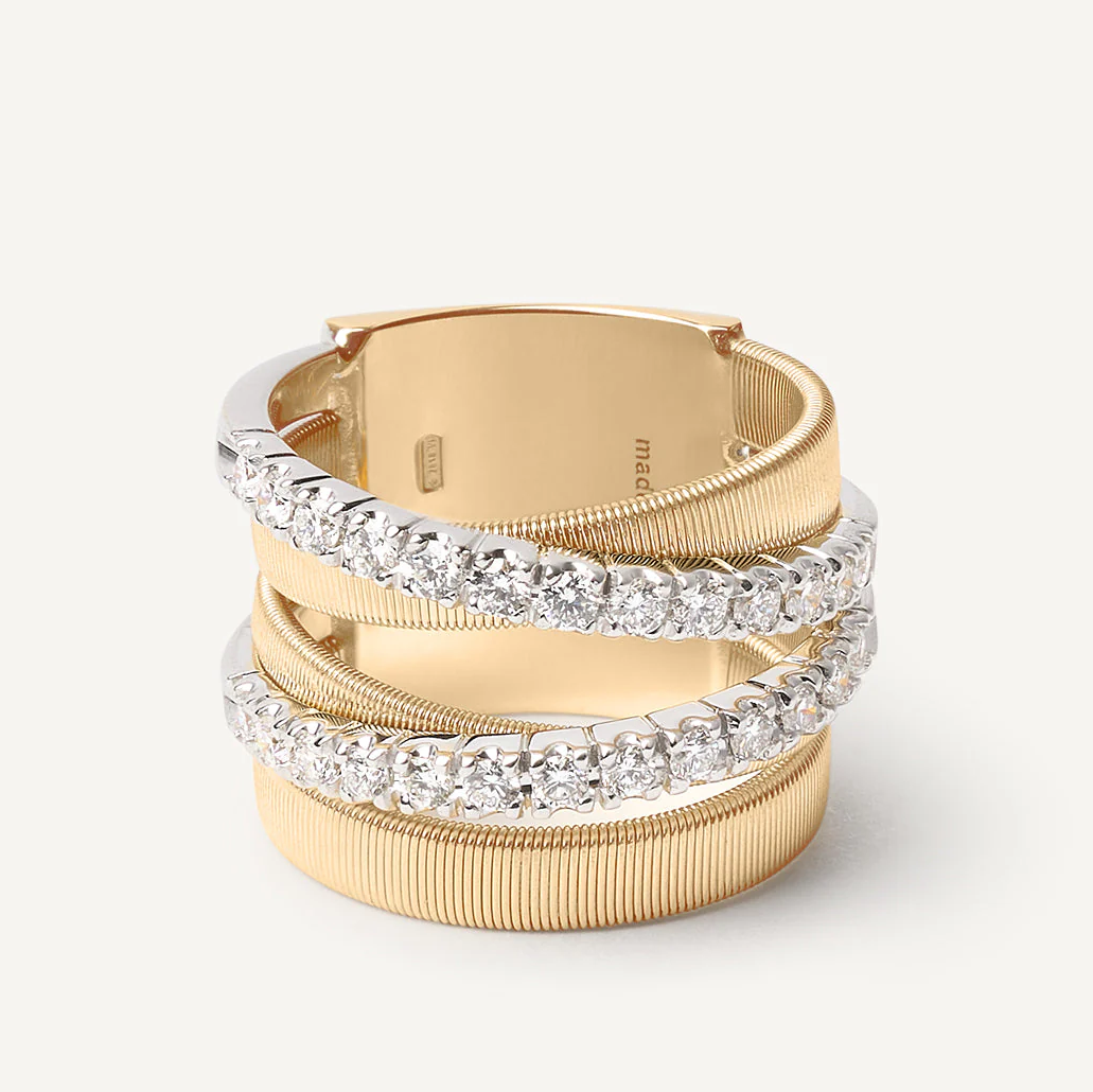 Masai double diamond large ring in yellow gold