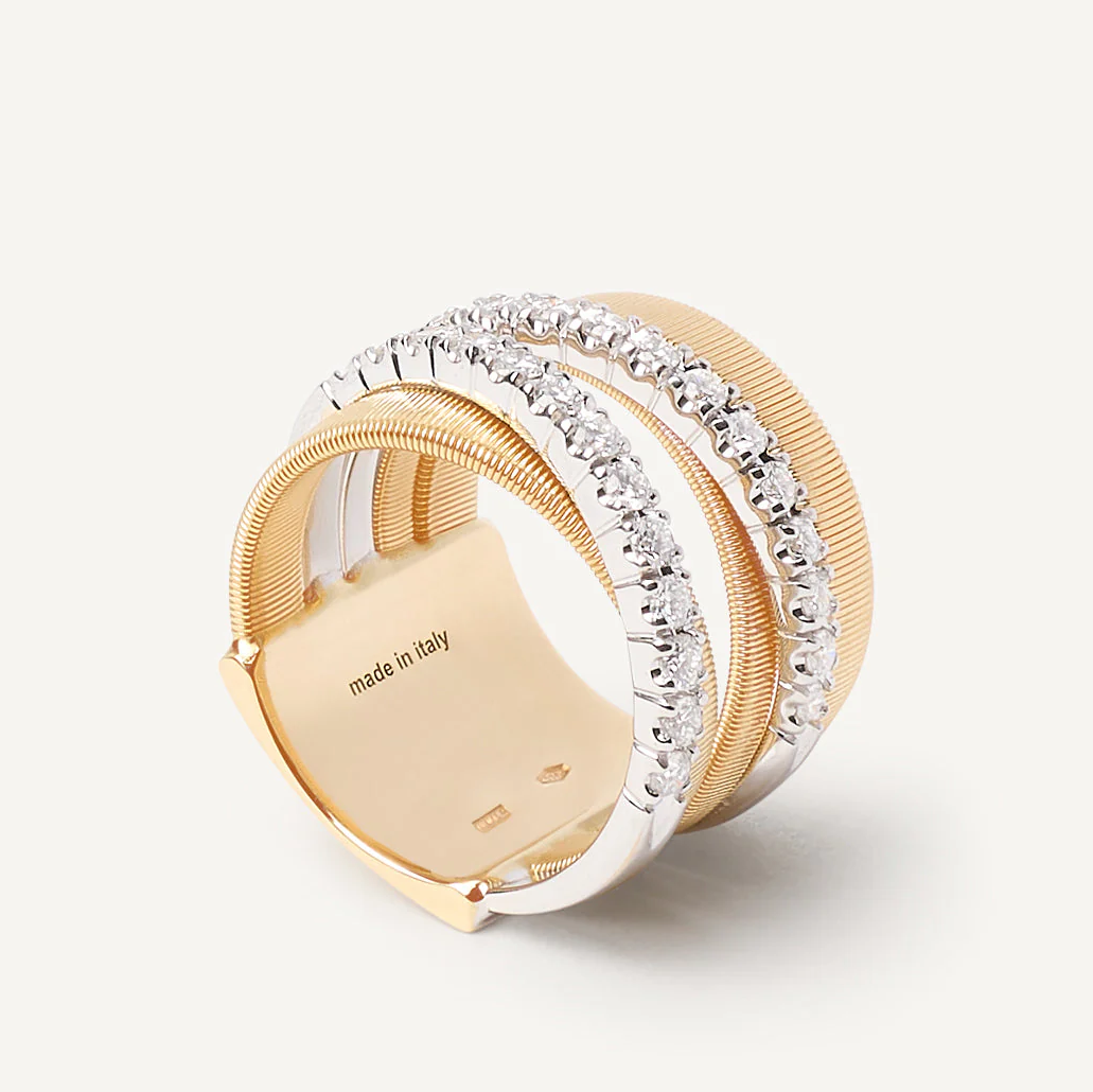 Masai double diamond large ring in yellow gold