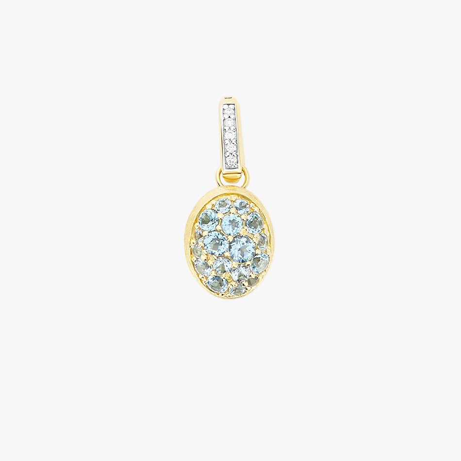 Nanis Boules 18k Gold Pendant with Blue Topaz and Diamonds (Small)