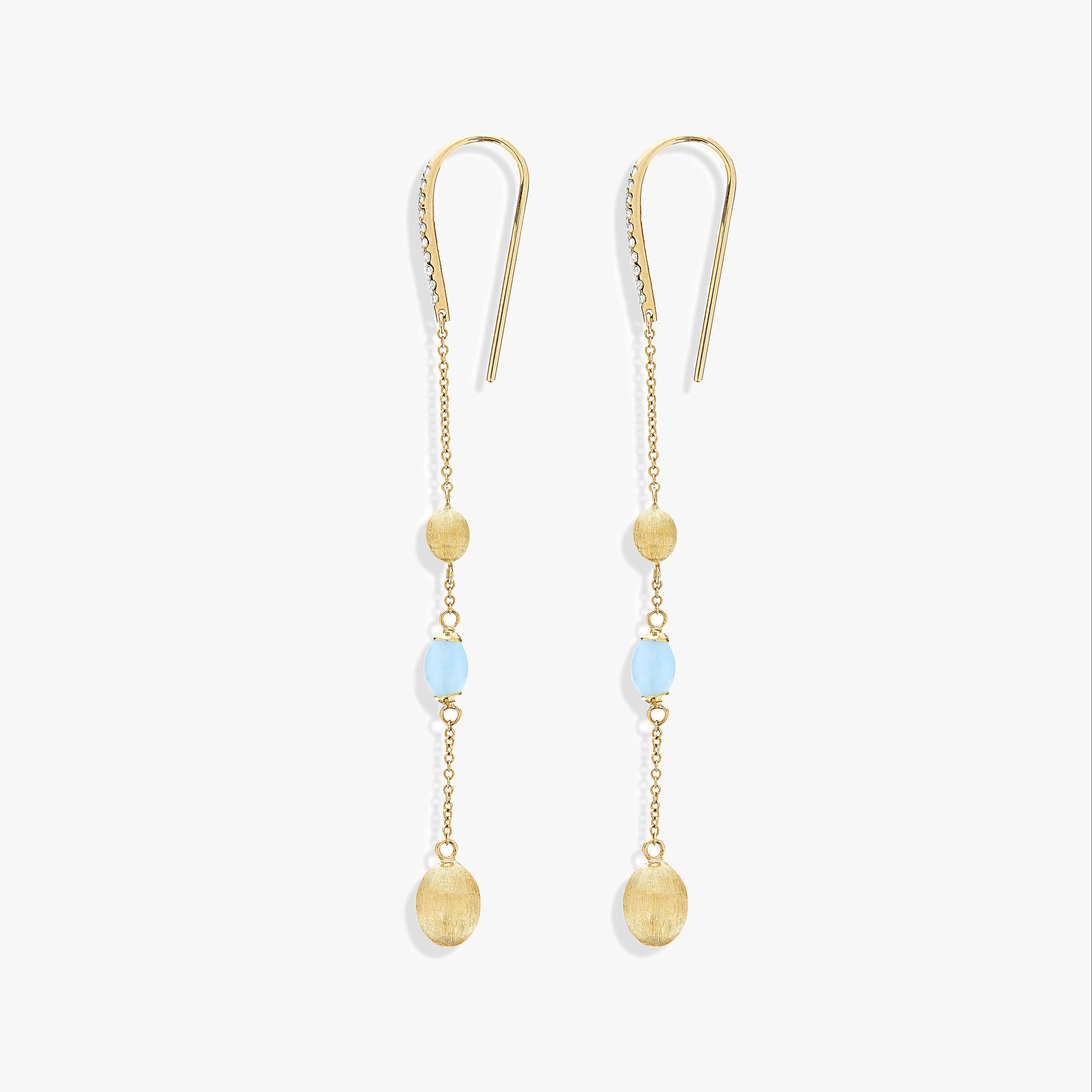 Nanis Azure Gold and Aquamarine Drop Earrings with Diamond Details OS26-587_GG