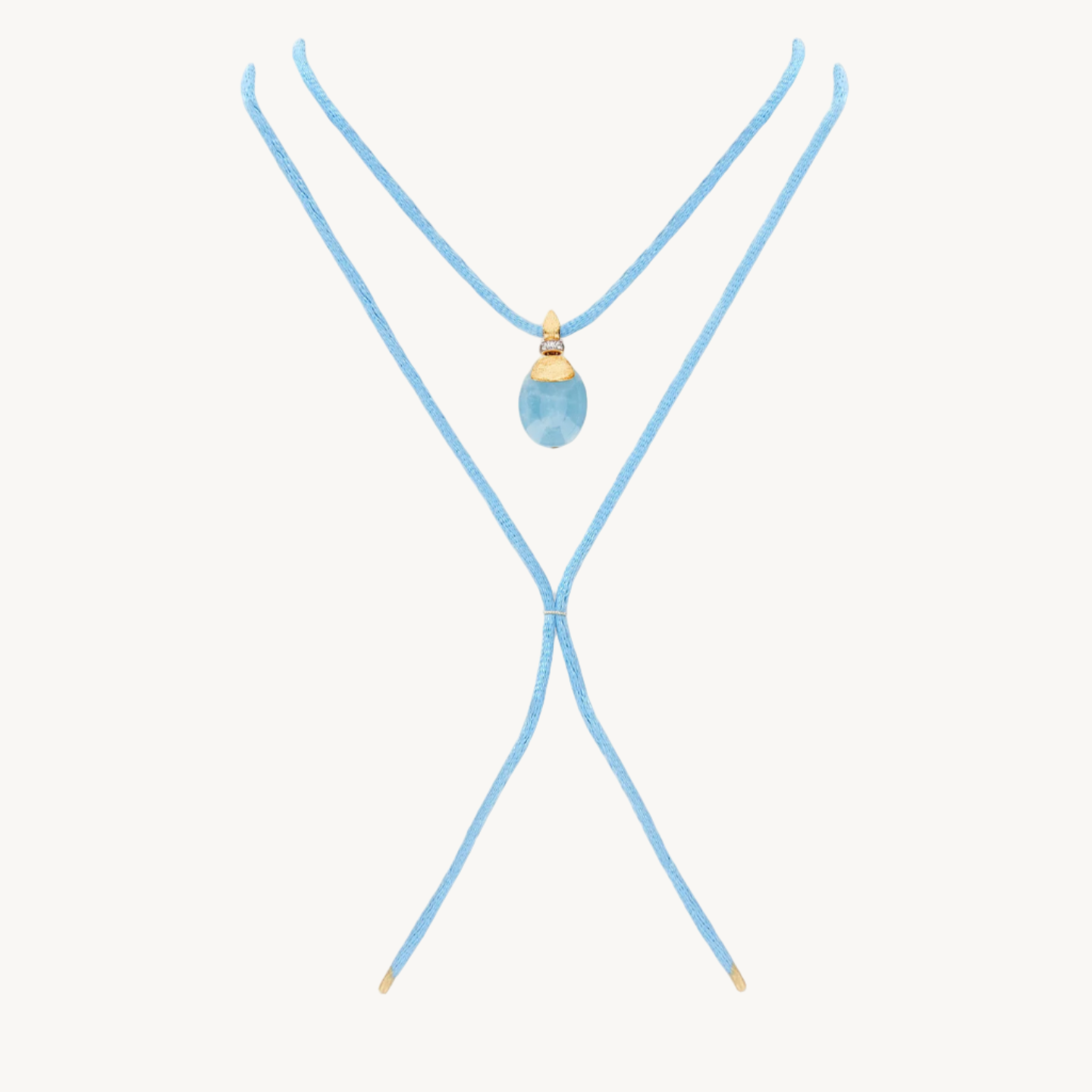 Nanis Azure Milky Aquamarine Pendant with Diamond Necklace Charm