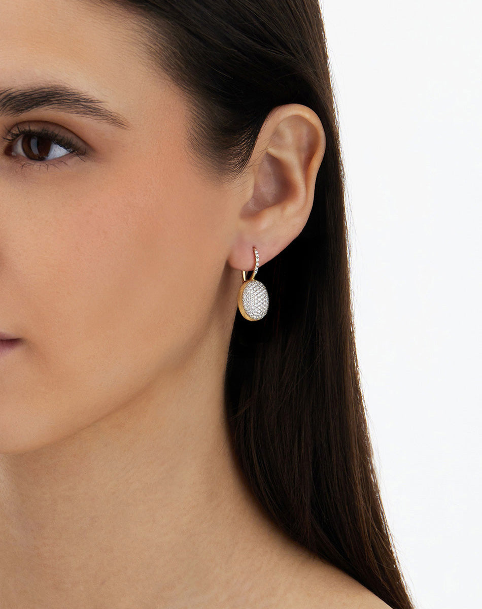 Nanis Boules Gold Drop Pave Diamond Earrings - Medium