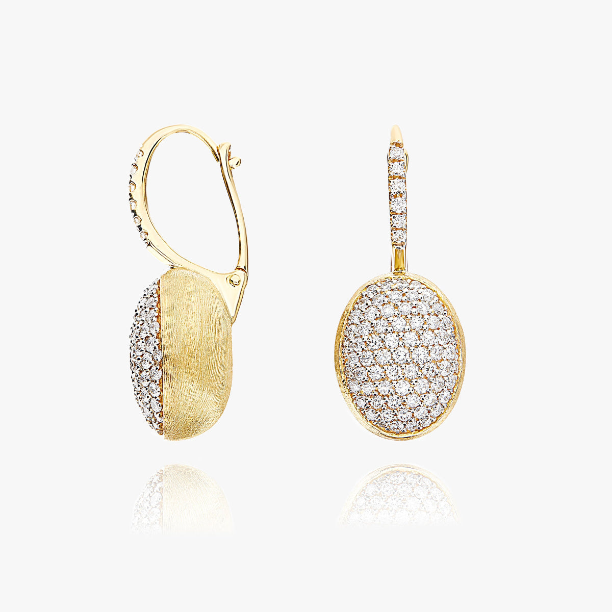 Nanis Boule Gold Drop Pave Diamond Earrings - Medium