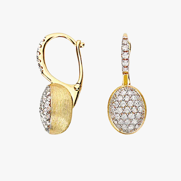 Nanis Boules 18k Gold Earrings with Pave Diamonds Small