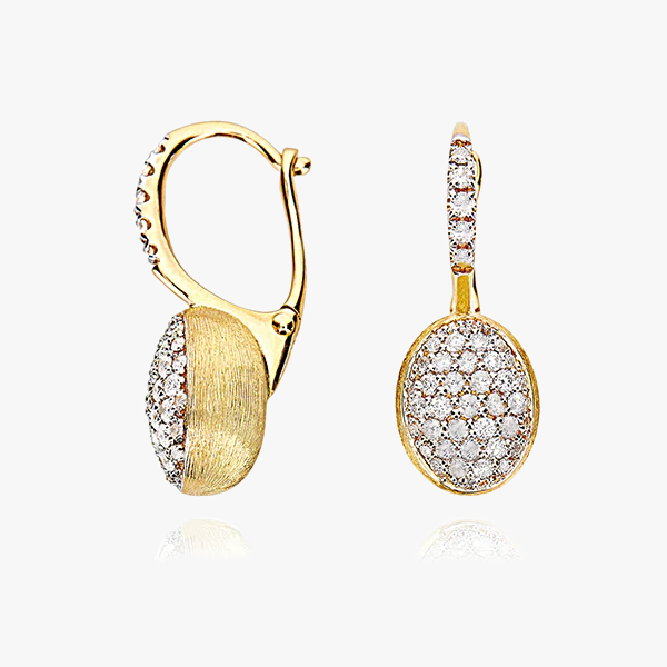 Nanis Boules 18k Gold Earrings with Pave Diamonds Small
