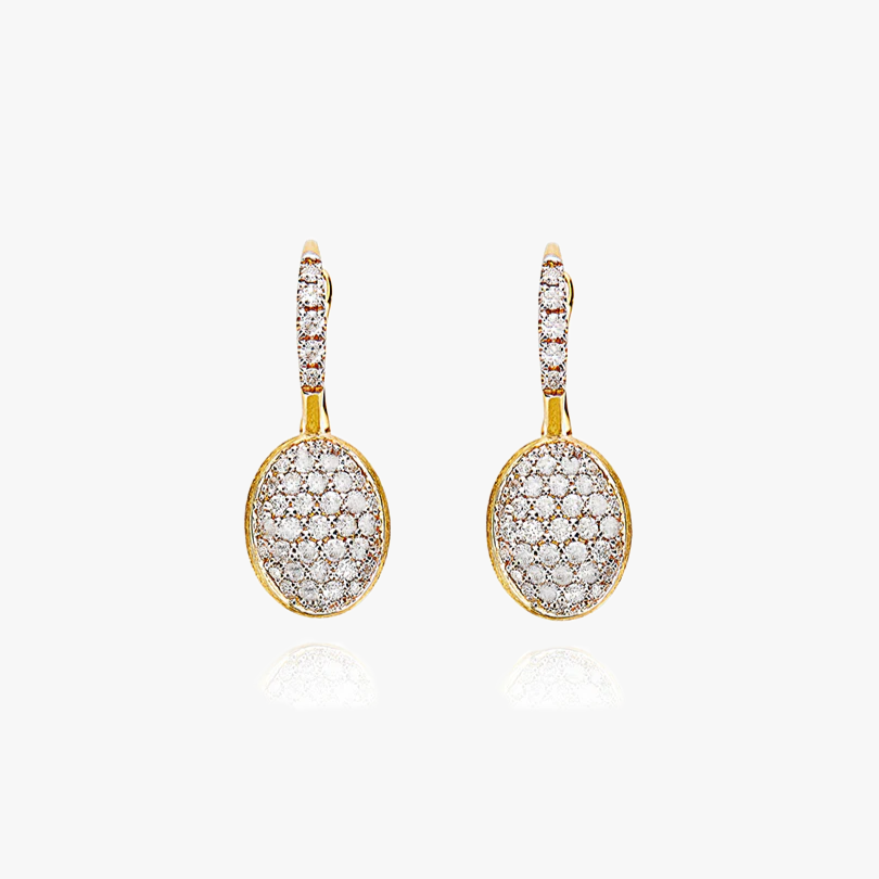 Nanis Boules 18k Gold Earrings with Pave Diamonds Small OS25-583_GG_IN