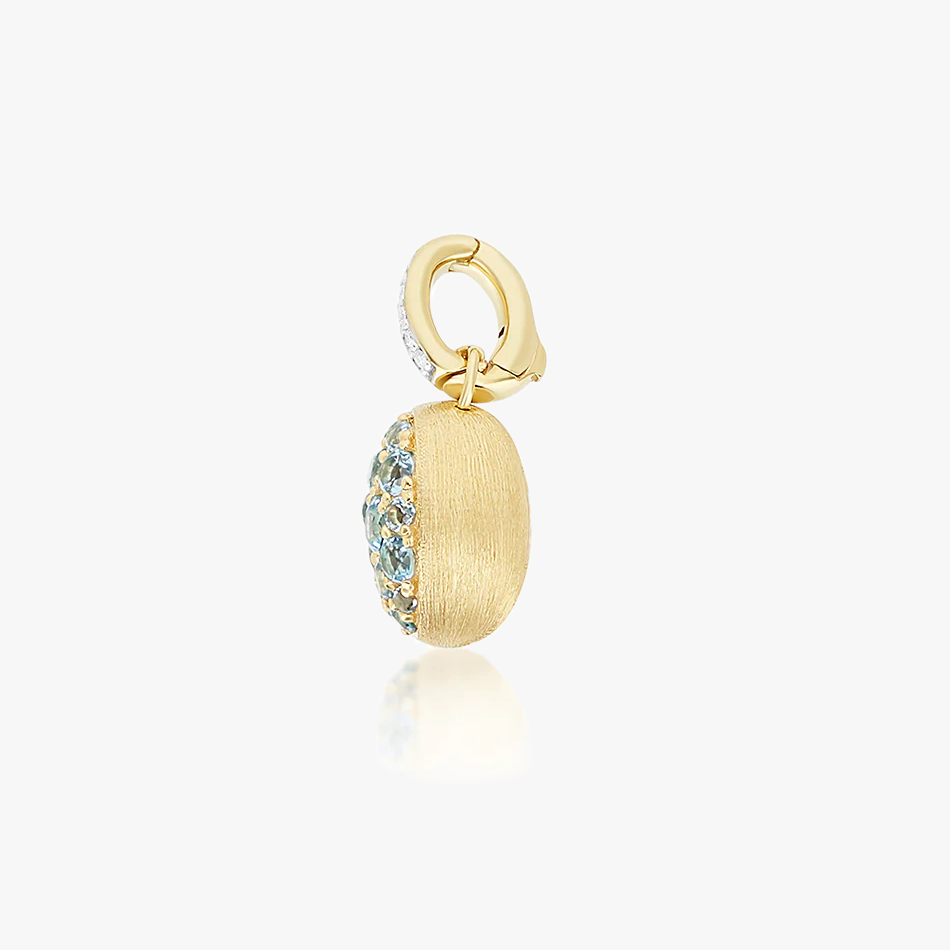 Nanis Boules 18k Gold Pendant with Blue Topaz and Diamonds (Small)