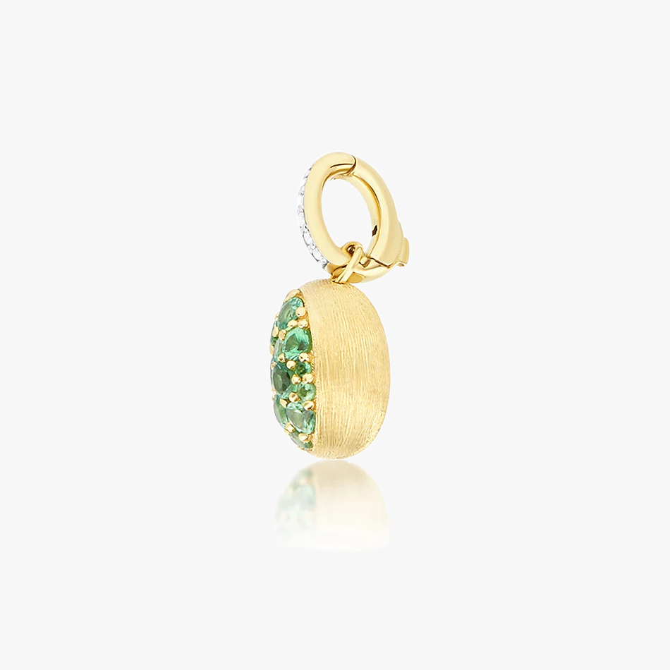 Nanis Boules 18k Gold Charm with Green Tsavorites and Diamonds (Small)