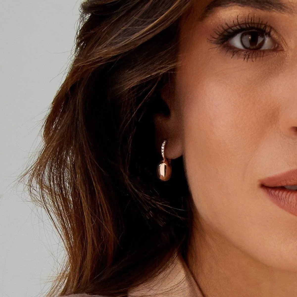 Nanis Ciliegine Rose Gold Boules Earrings with Diamonds Small