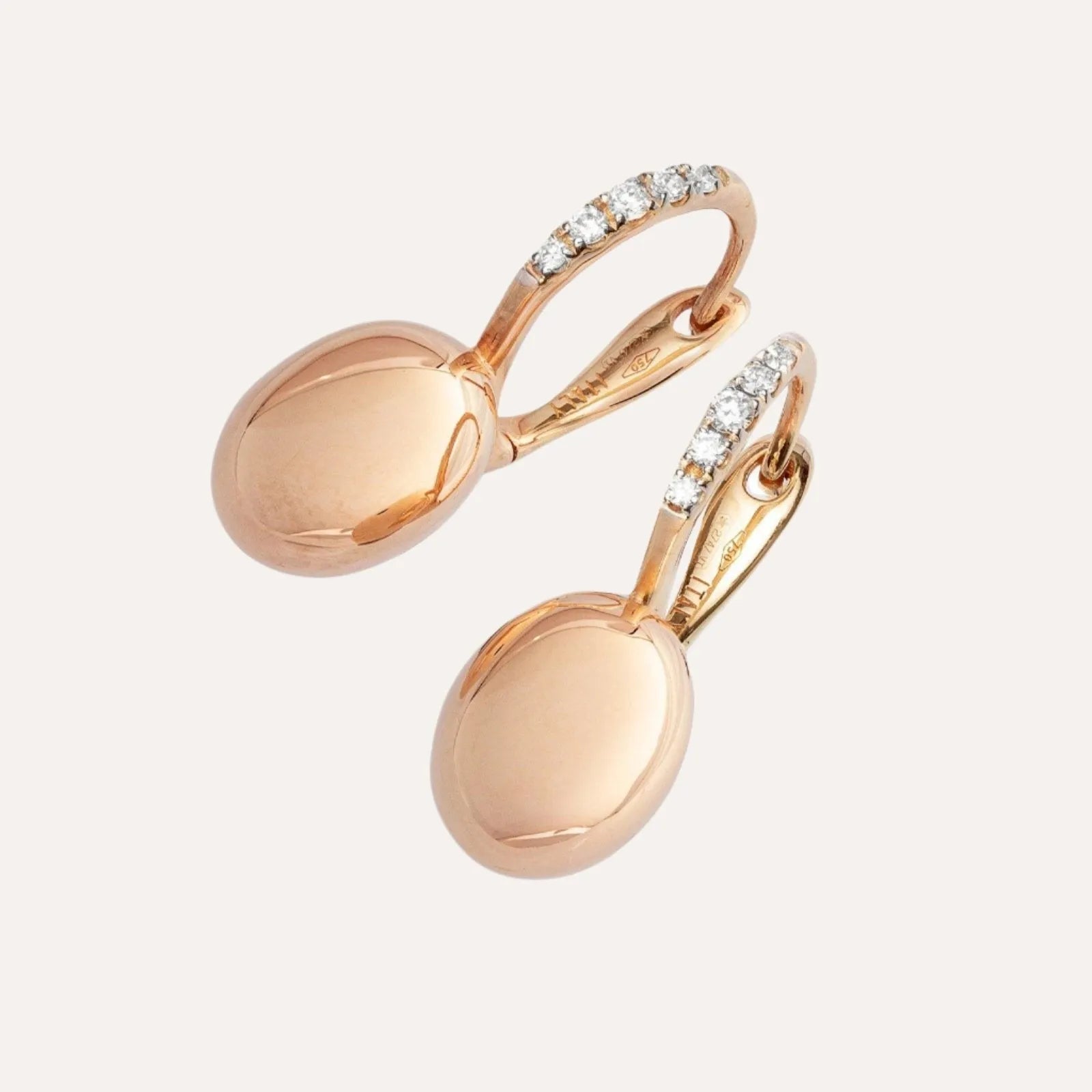 Nanis Ciliegine Rose Gold Boules Earrings with Diamonds Small
