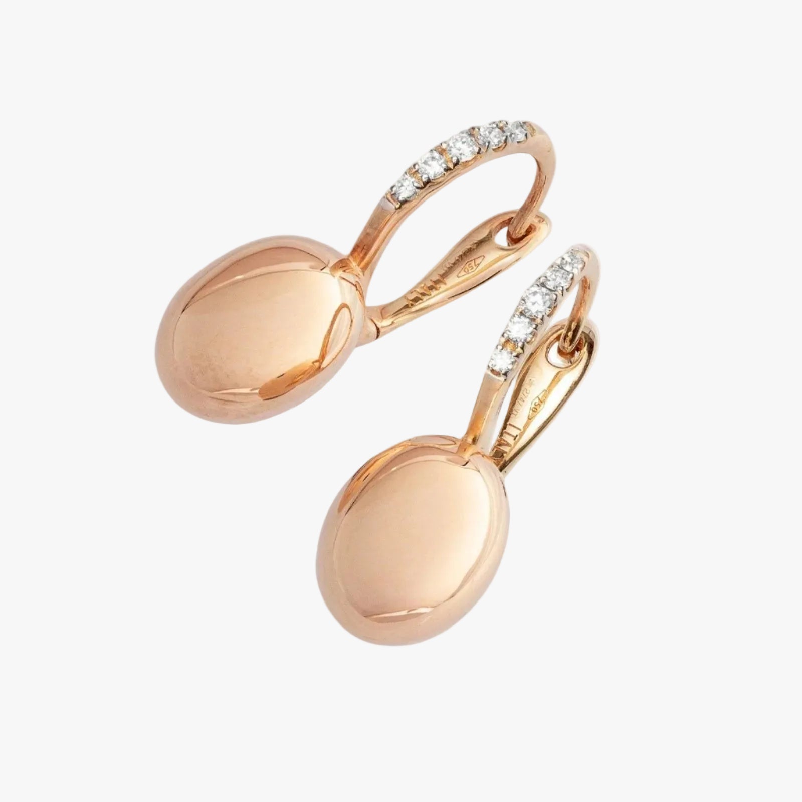 Nanis Ciliegine Rose Gold Boules Earrings with Diamonds Small