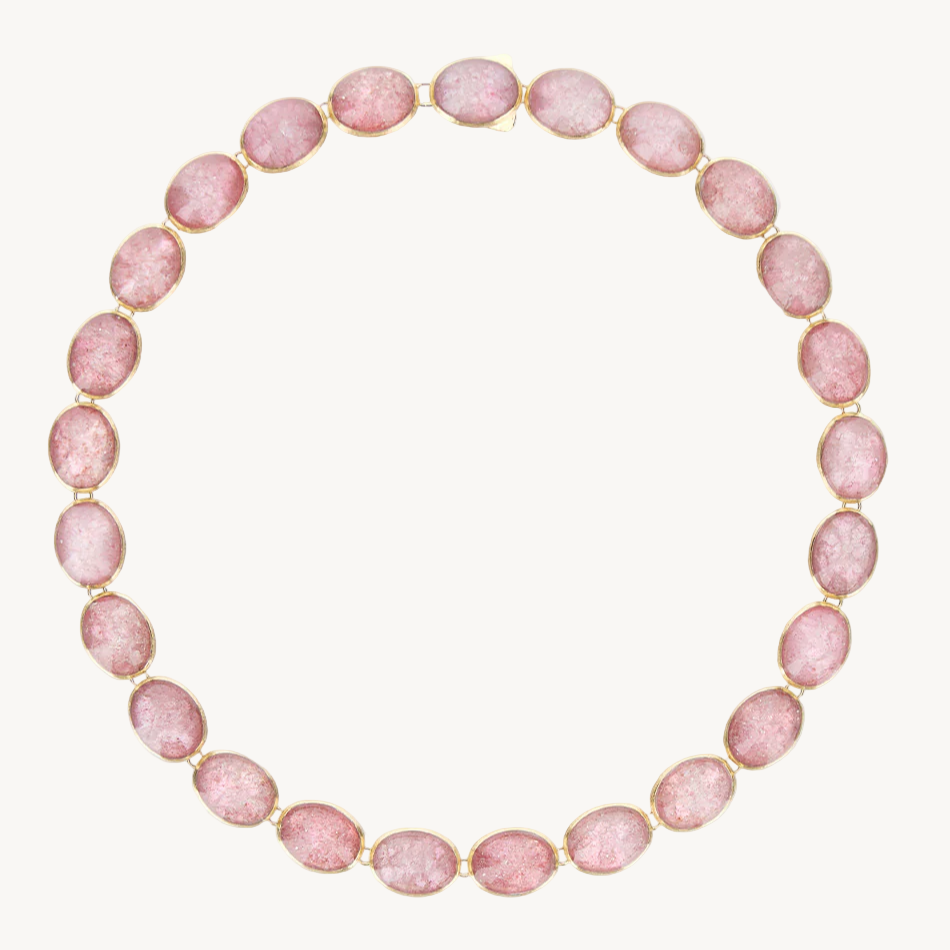 Nanis Dolcevita Muse Beaded Choker Necklace in Gold with Pink Quartz (Small)
