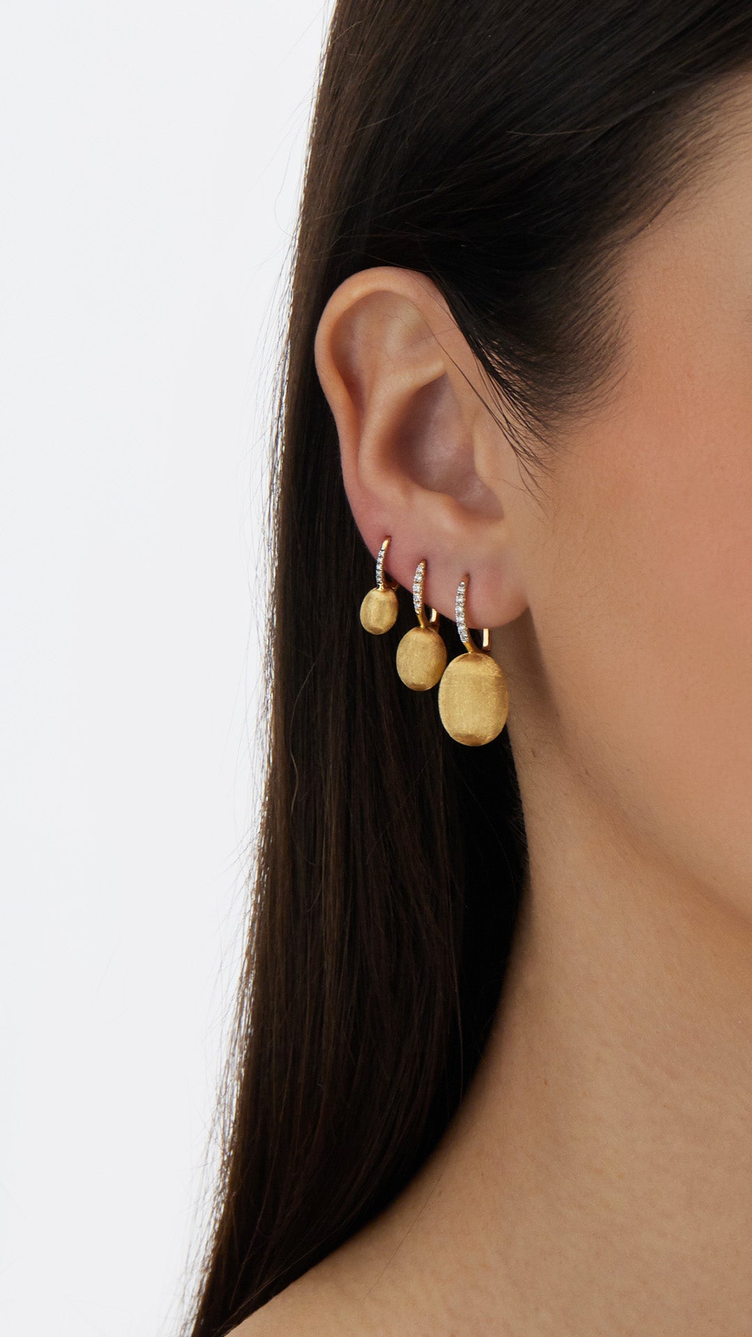 Nanis Boule Gold Drop Earrings with Diamond Detail - Small