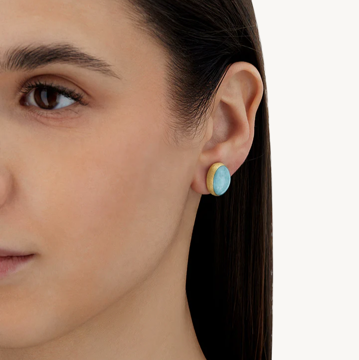 Nanis Muse Amazonite Earrings in Gold (Small) Blue gemstone earrings at orsini